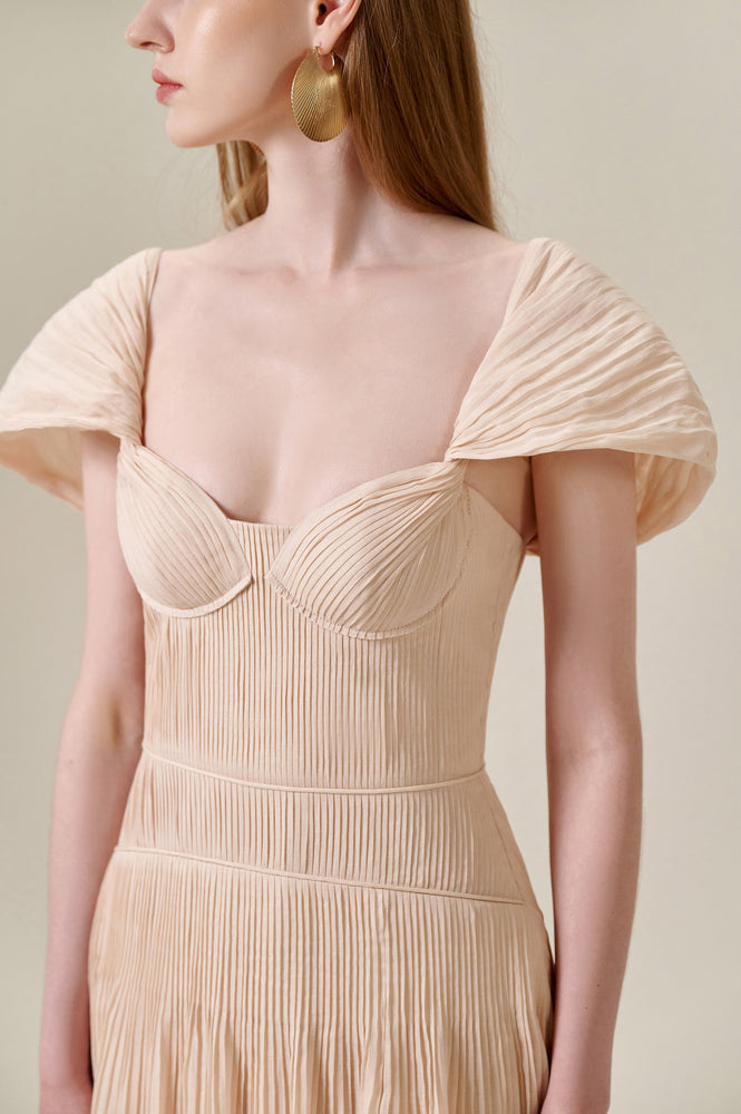 Twist Beige Midi Dress