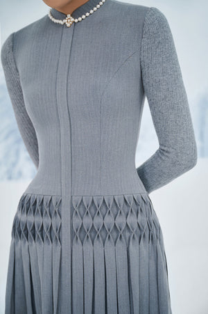 Grey Smocked Mini Dress