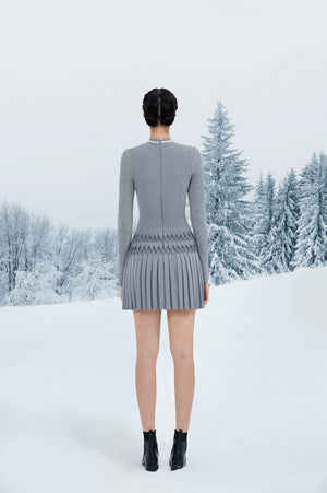 Grey Smocked Mini Dress