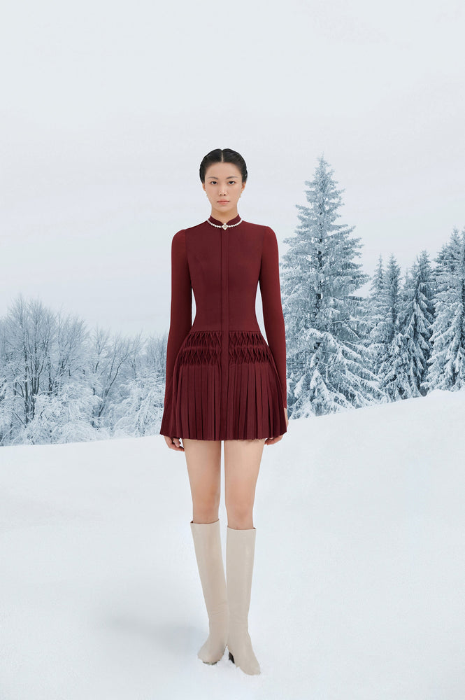 Bordeaux Smocked Mini Dress