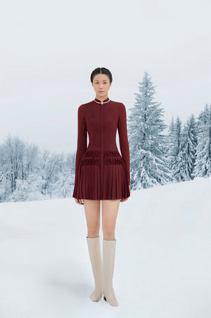 Bordeaux Smocked Mini Dress