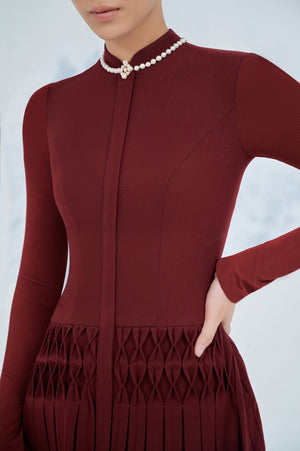 Bordeaux Smocked Mini Dress