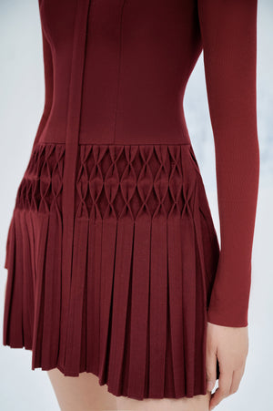Bordeaux Smocked Mini Dress
