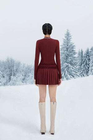 Bordeaux Smocked Mini Dress
