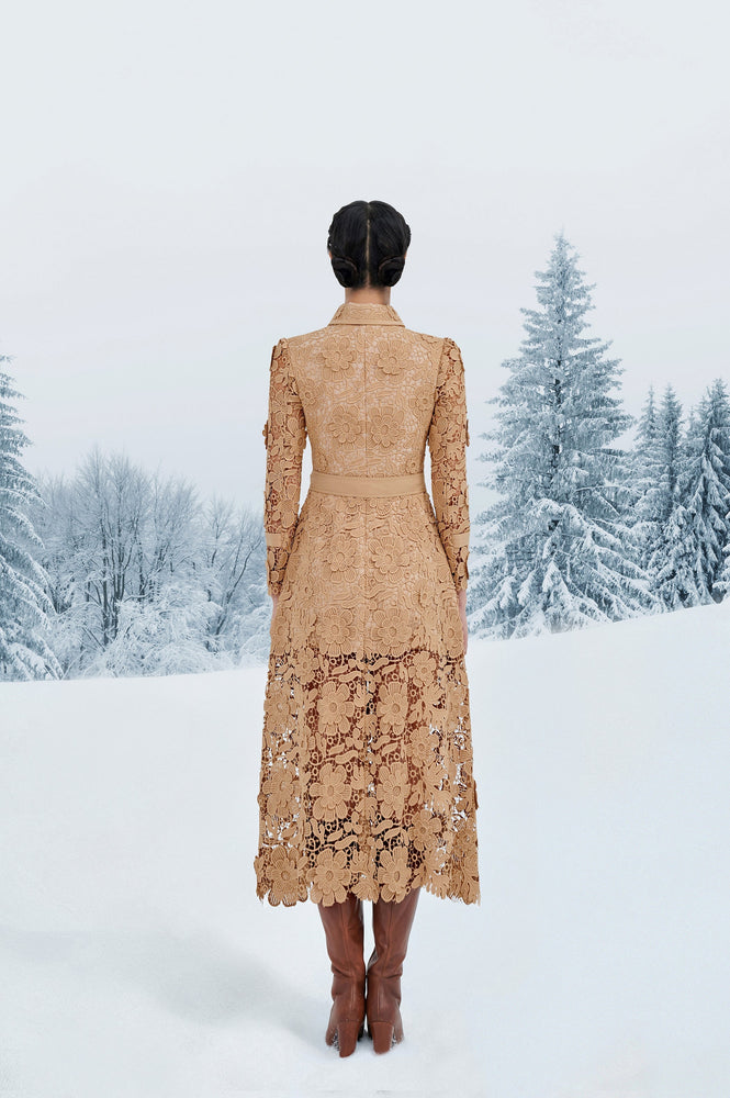 Brown Lace Trench Coat