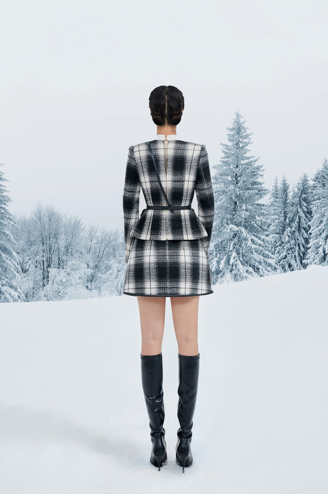 Black And White Checked Mini Skirt
