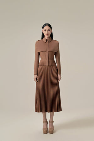 CHOCOLATE PLEAT SKIRT