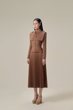 CHOCOLATE PLEAT SKIRT