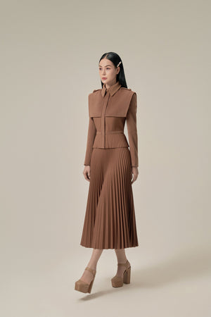 CHOCOLATE PLEAT SKIRT