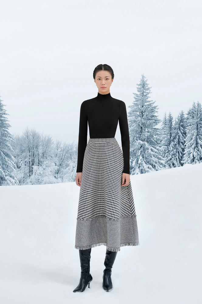 Houndstooth Midi Skirt