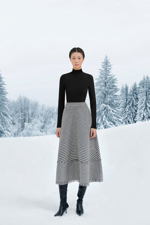 Houndstooth Midi Skirt