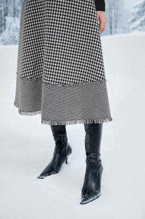 Houndstooth Midi Skirt