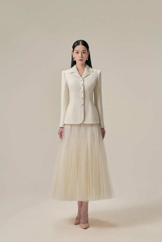 
            
                Load image into Gallery viewer, PERFECT IVORY DOUBLE-FACED WOOL &amp;amp; CASHMERE BLAZER
            
        