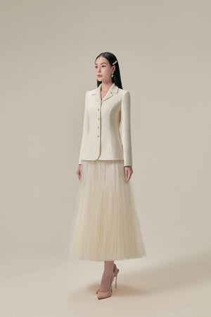 PERFECT IVORY DOUBLE-FACED WOOL & CASHMERE BLAZER