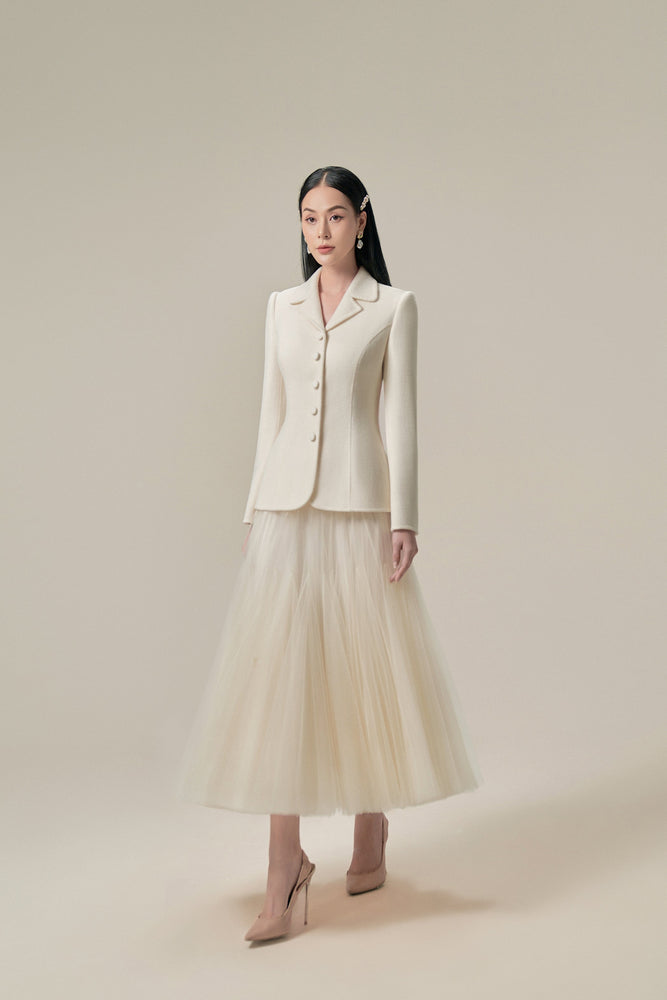 PERFECT IVORY DOUBLE-FACED WOOL & CASHMERE BLAZER