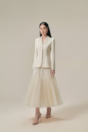 PERFECT IVORY DOUBLE-FACED WOOL & CASHMERE BLAZER