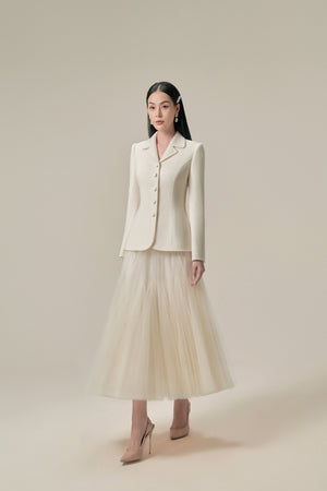 
            
                Load image into Gallery viewer, PERFECT IVORY DOUBLE-FACED WOOL &amp;amp; CASHMERE BLAZER
            
        