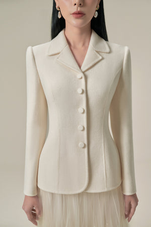 PERFECT IVORY DOUBLE-FACED WOOL & CASHMERE BLAZER