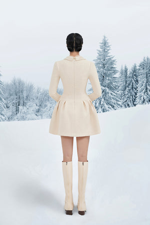 Beige Flared Mini Dress