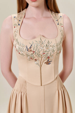 Embroidered Sleeveless Beige Top