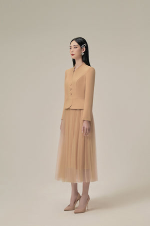 BEIGE PLEAT SKIRT