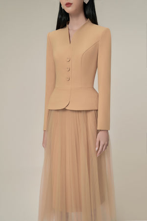 BEIGE PLEAT SKIRT