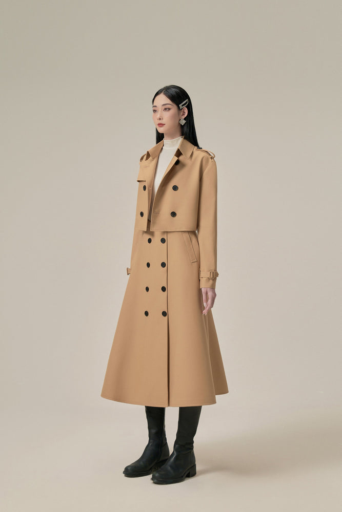RELAXED CROP TRENCH COAT - CAMEL