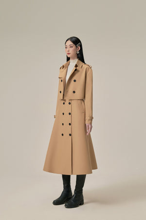 RELAXED CROP TRENCH COAT - CAMEL