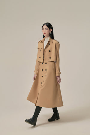 RELAXED CROP TRENCH COAT - CAMEL