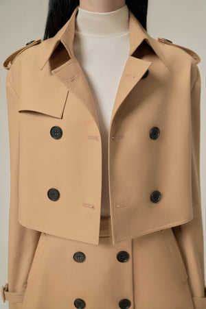 RELAXED CROP TRENCH COAT - CAMEL