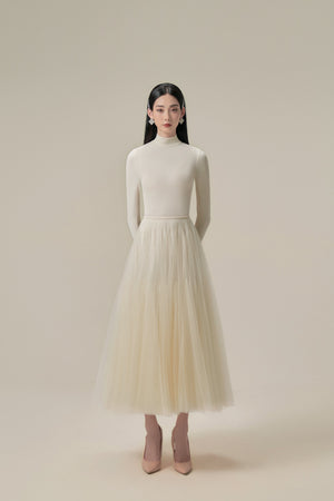 IVORY TULE TRIANGLE SKIRT WITH LINING