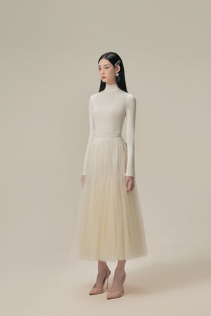 IVORY TULE TRIANGLE SKIRT WITH LINING