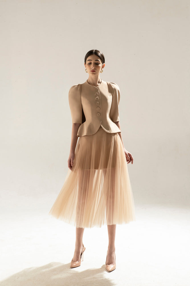 PLEAT SKIRT - Beige