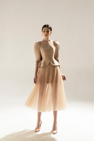 PLEAT SKIRT - Beige