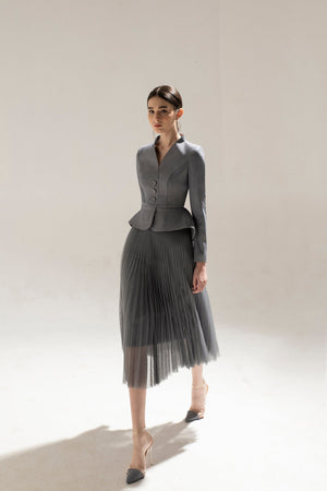 GREY PLEAT SKIRT