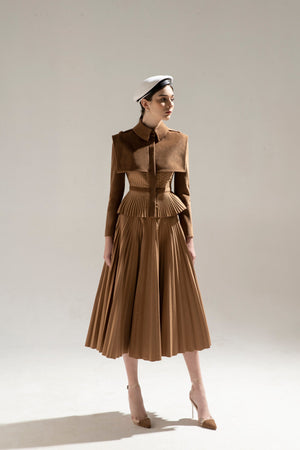 CHOCOLATE PLEAT SKIRT