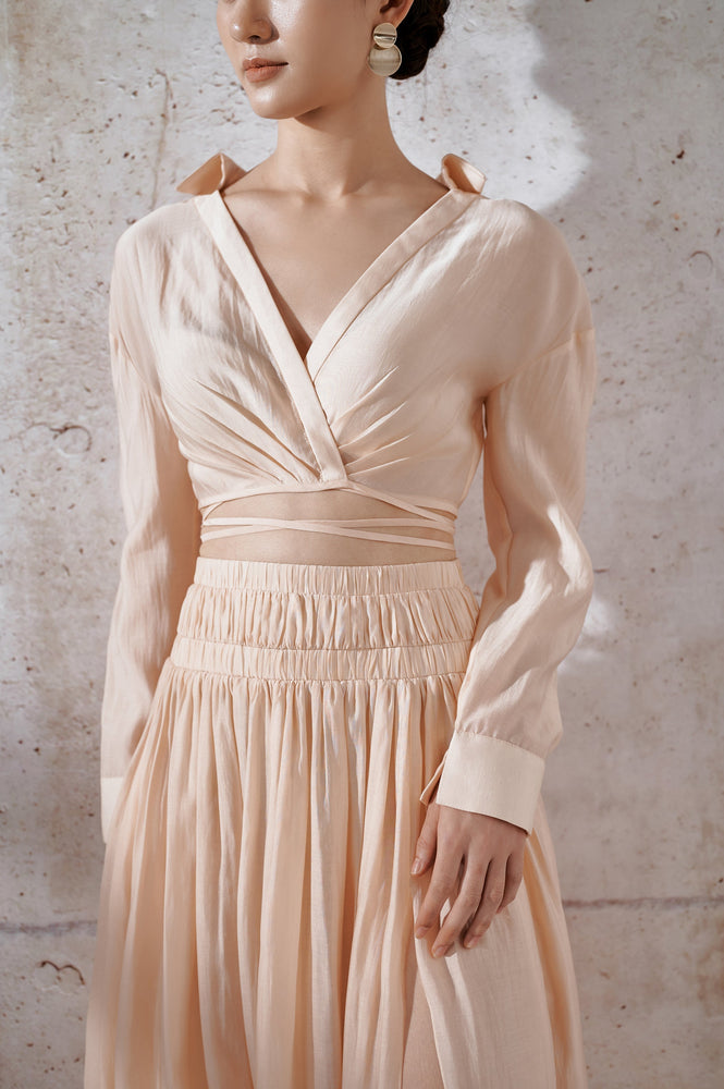Organza Silk Top - Beige