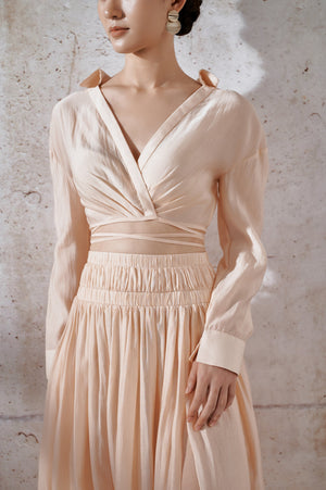 Organza Silk Top - Beige
