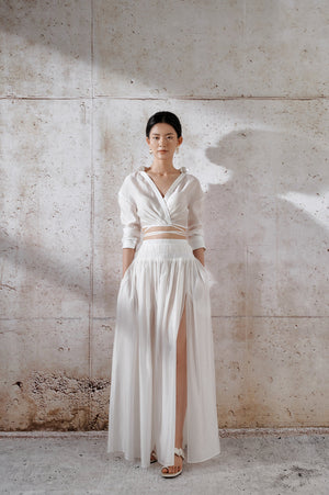 Organza Long Skirt - White