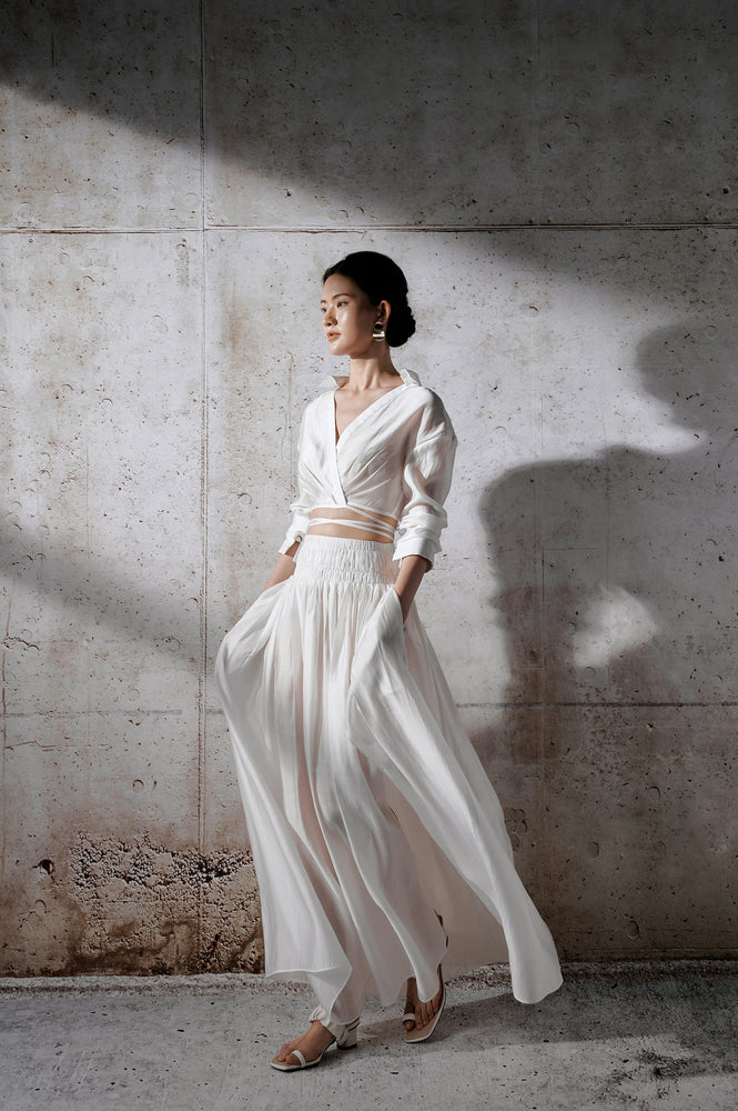 Organza Long Skirt - White
