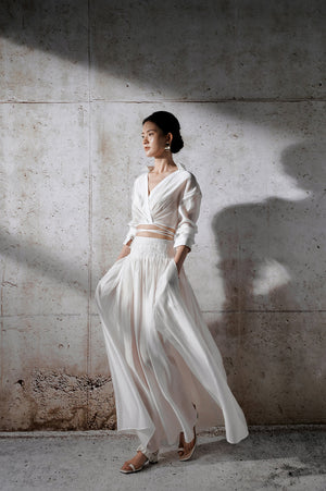 Organza Long Skirt - White