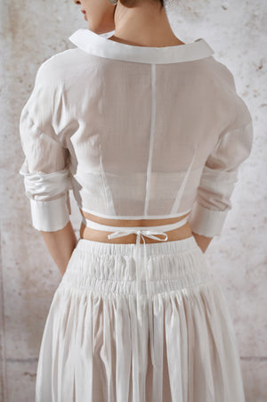Organza Long Skirt - White