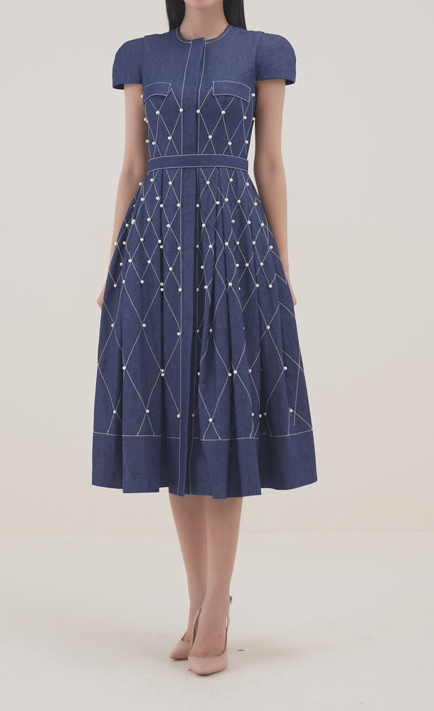 
            
                Load and play video in Gallery viewer, Denim Pearl Dress
            
        