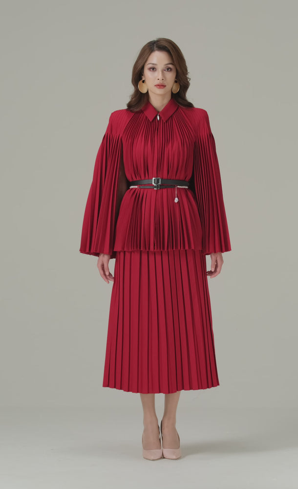 
            
                Load and play video in Gallery viewer, RED PLEATED CAPE JACKET
            
        