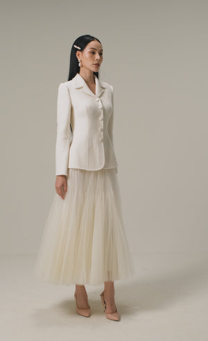 
            
                Load and play video in Gallery viewer, PERFECT IVORY DOUBLE-FACED WOOL &amp;amp; CASHMERE BLAZER
            
        