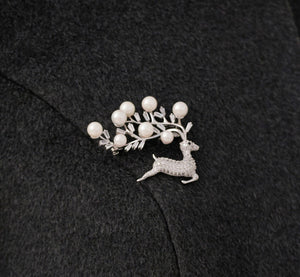 Pearl Deer Brooch