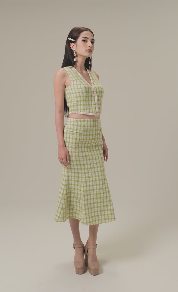 
            
                Load and play video in Gallery viewer, OLIVE GINGHAM WAISTCOAT
            
        