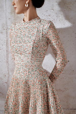 Floral Pleat Mini Dress