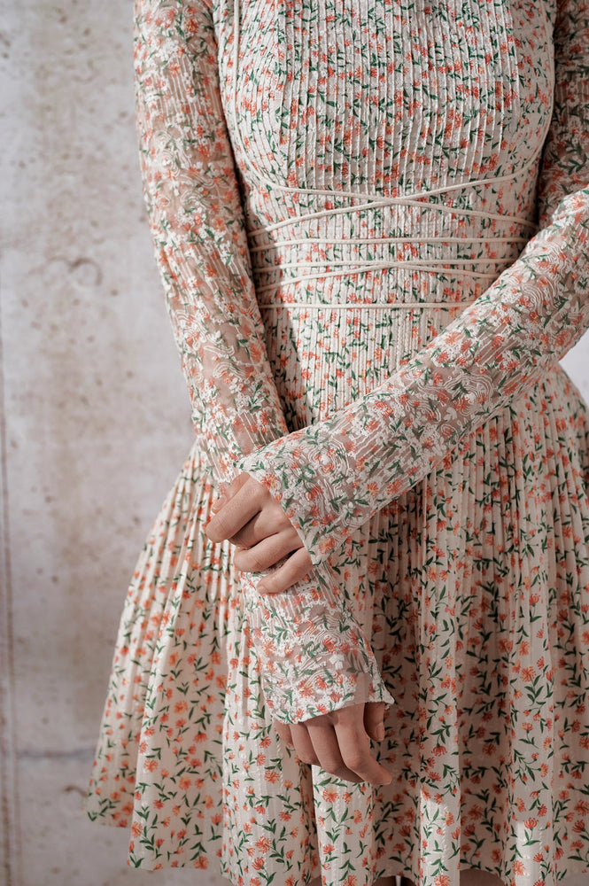 Floral Pleat Mini Dress