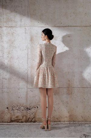 Floral Pleat Mini Dress